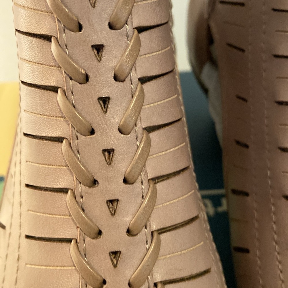 Earth Leather Sandals Vicki Heeled Cut-Out Pecan Tan 9W - Picture 15 of 15